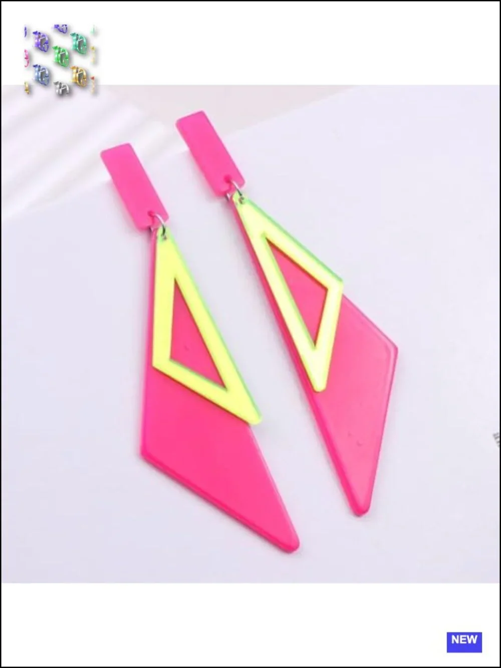 Geometric Acrylic Dangle Earrings with Alloy Posts Retro 80s Party